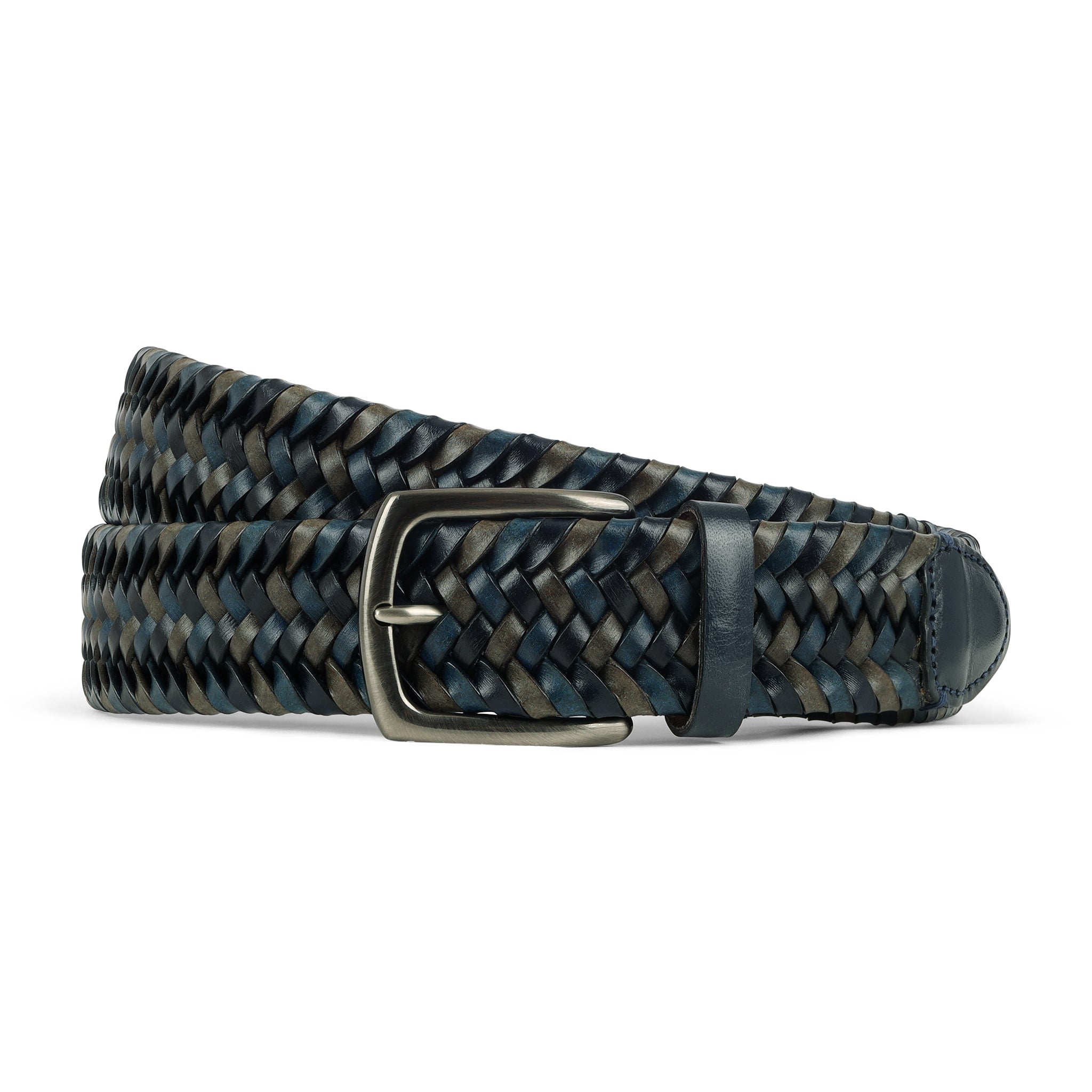 Black and Blue Braided Leather Belt 231 Klein Epstein Parker Custom Suit and shoes