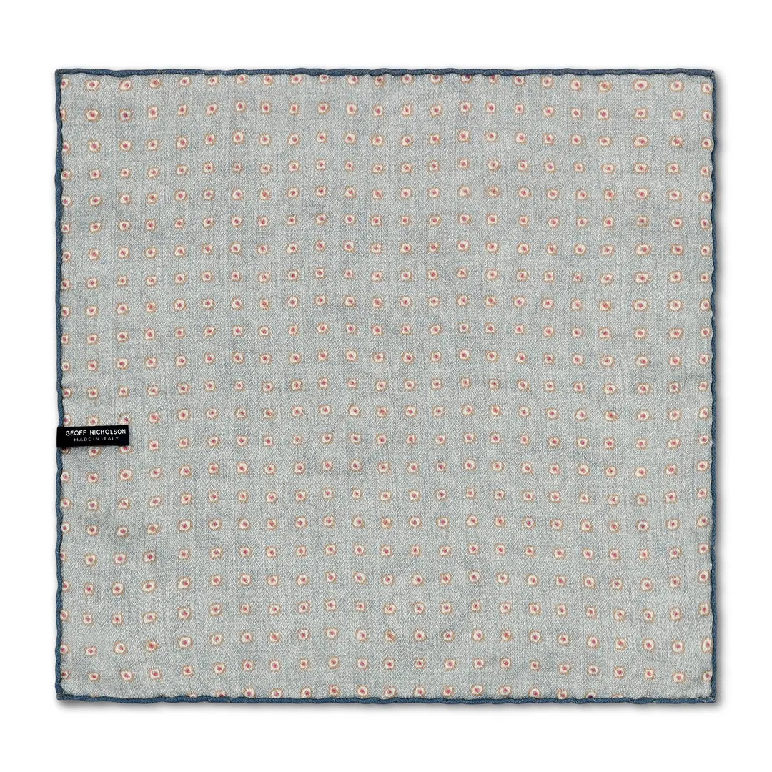 Cachemire et pois artisanaux bleu pastel double face