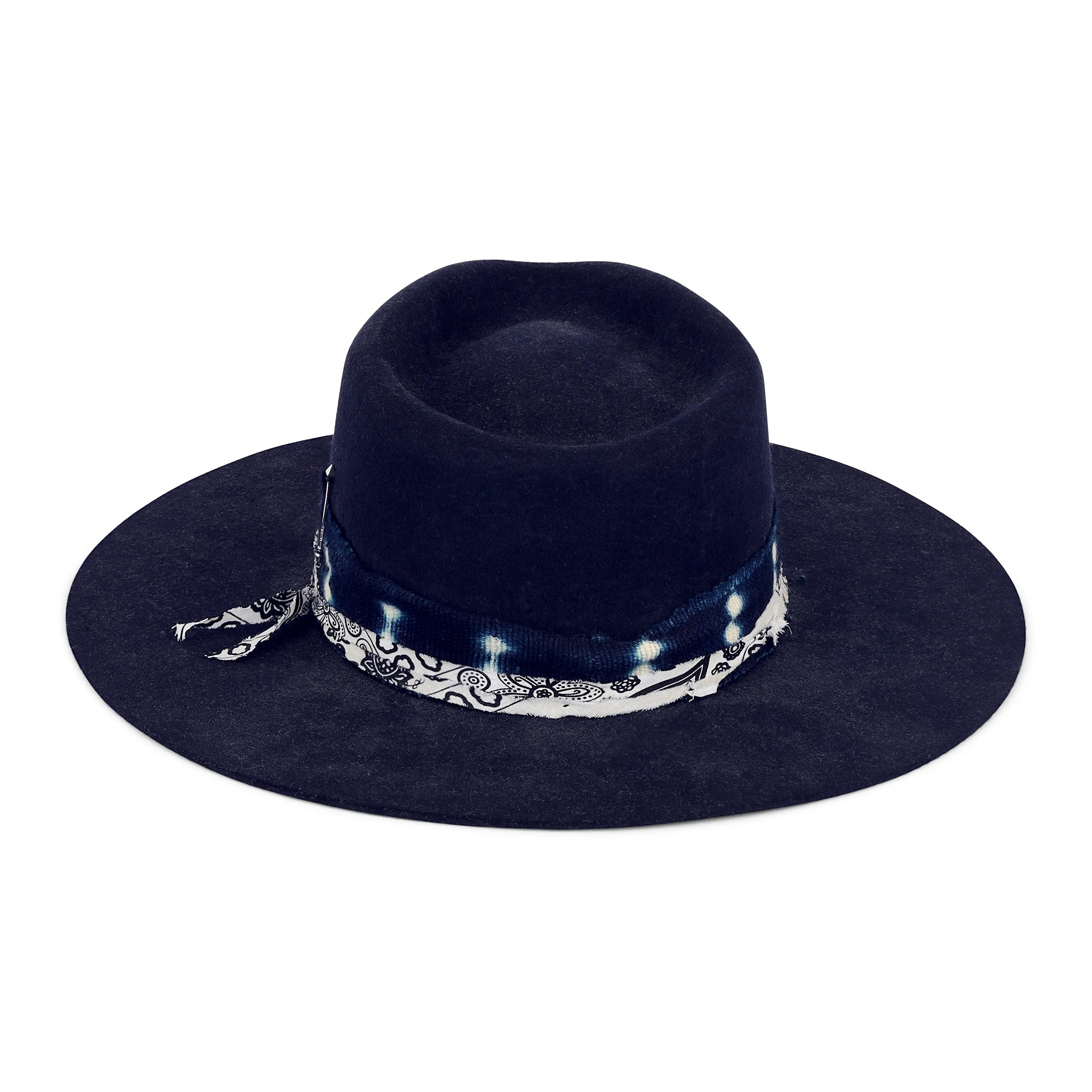 Meshika Navy Bone Felt Fedora