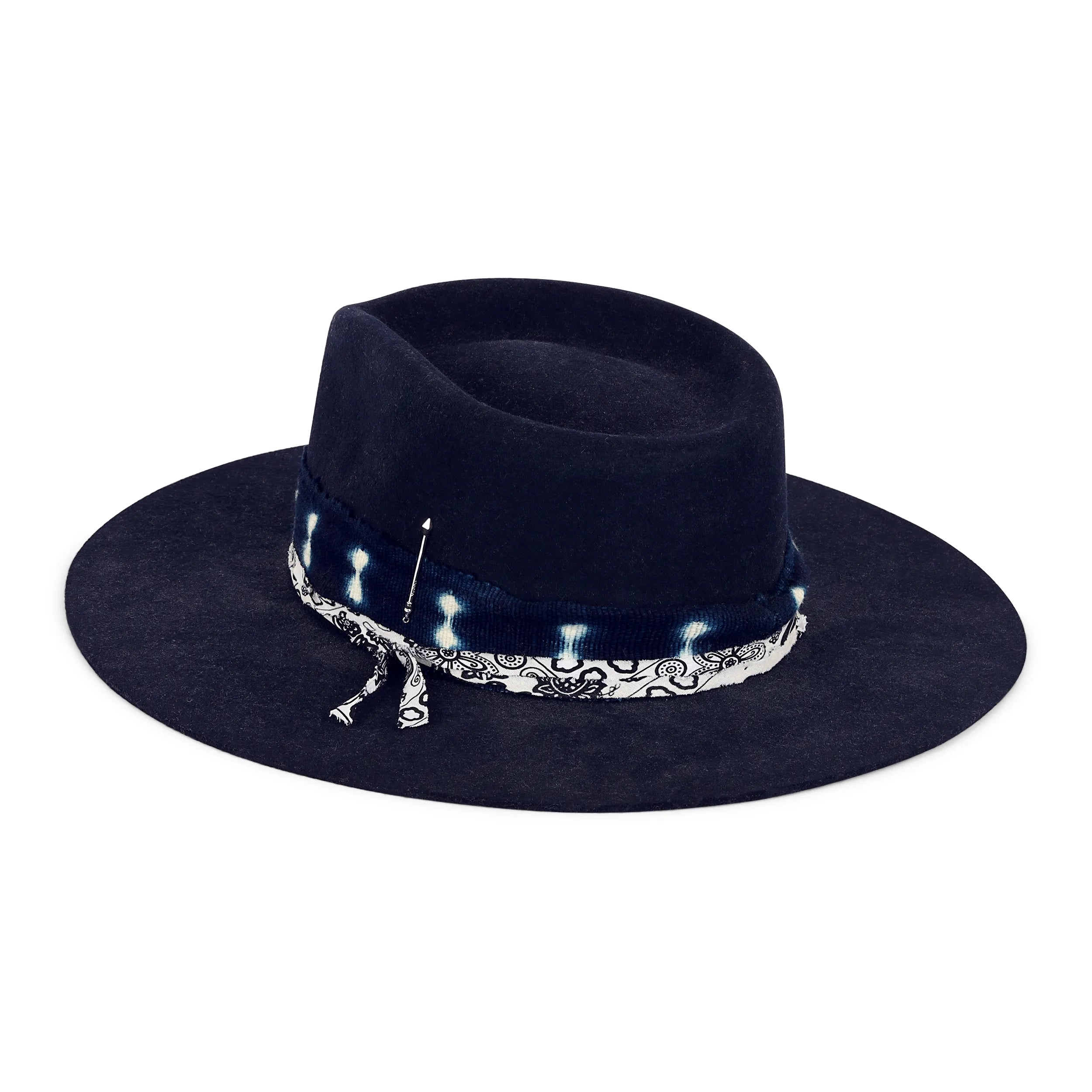 Meshika Navy Bone Felt Fedora