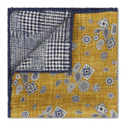 Load image into Gallery viewer, Double Sided Yellow Paisley and Blue Plaid
