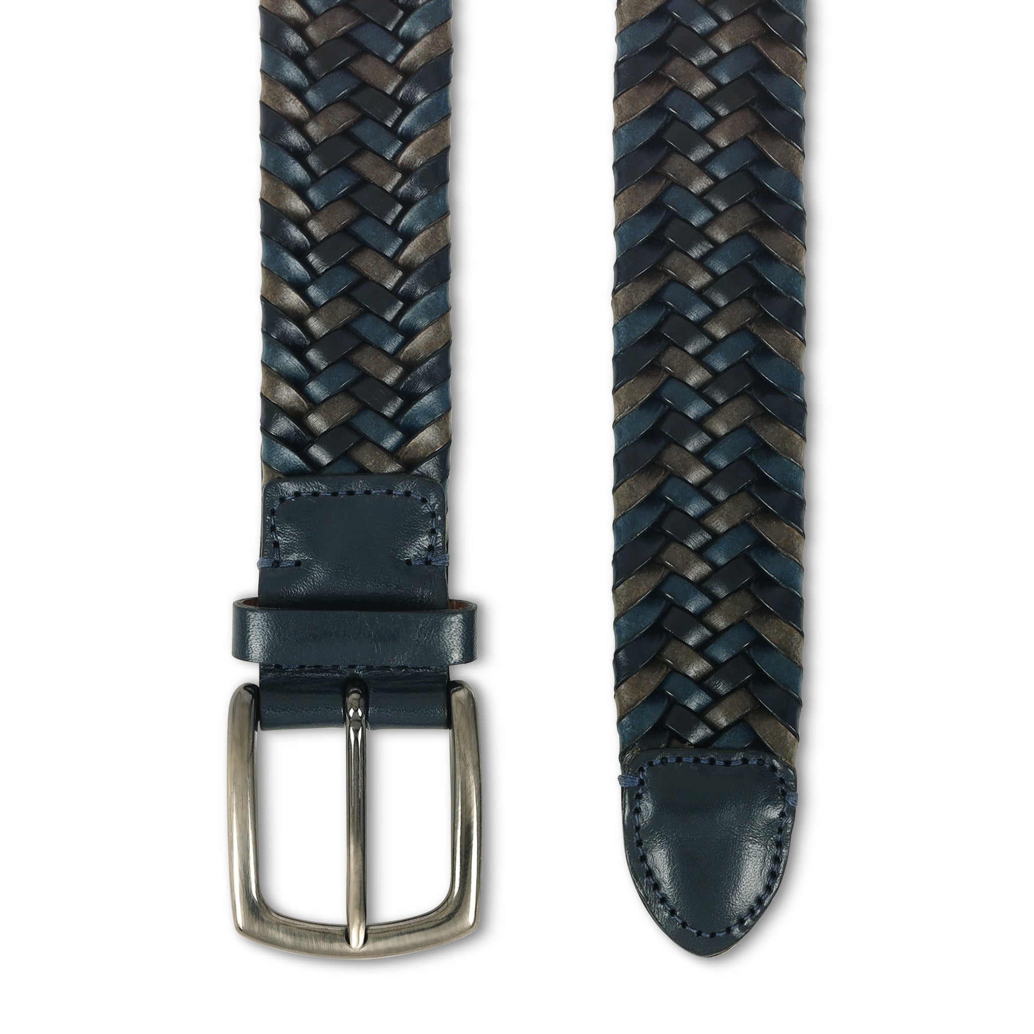 Black and Blue Braided Leather Belt